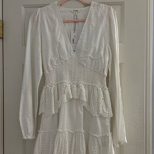 Steve Madden White Smocked Tiered Sundress